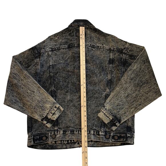 Vtg 80s Levis Denim Trucker Jacket Mens Large Black Acid Washed USA 70507-0253 - Picture 7 of 9